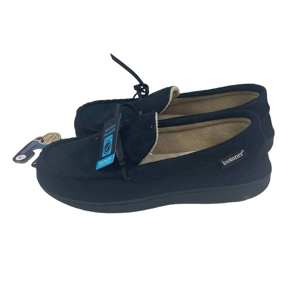 NEW ISOTONER men's memory foam comfort moccasins in black